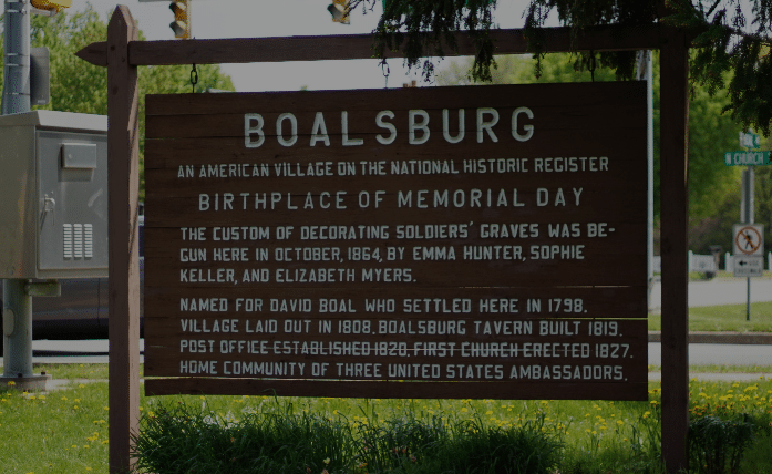 Boalsburg, home of Memorial Day sign